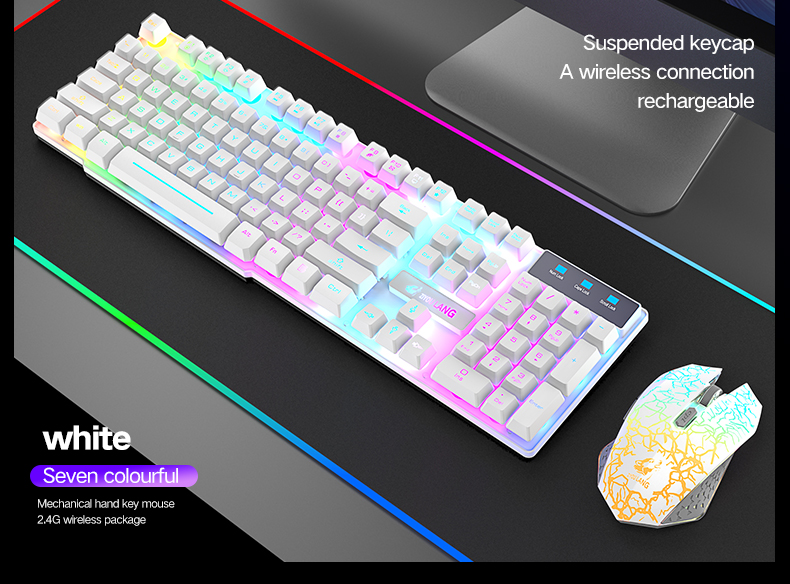H50dbe14ff3dd455e9bed6580790c574aE Rechargeable 2.4G Wireless Gaming Keyboard Mouse LED Backlight
