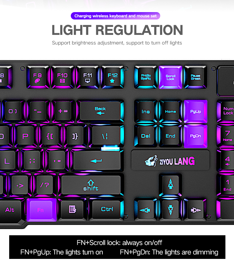 Hd3a6d441d040461589a5f84998d88728t Rechargeable 2.4G Wireless Gaming Keyboard Mouse LED Backlight