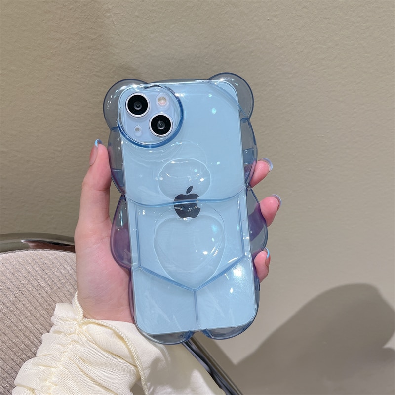 Sdc017eeef01b4e0aa6ddb11f7183a726l Cartoon 3D Bear Shape Cute Clear Case For iPhone with Lens Protection Cover