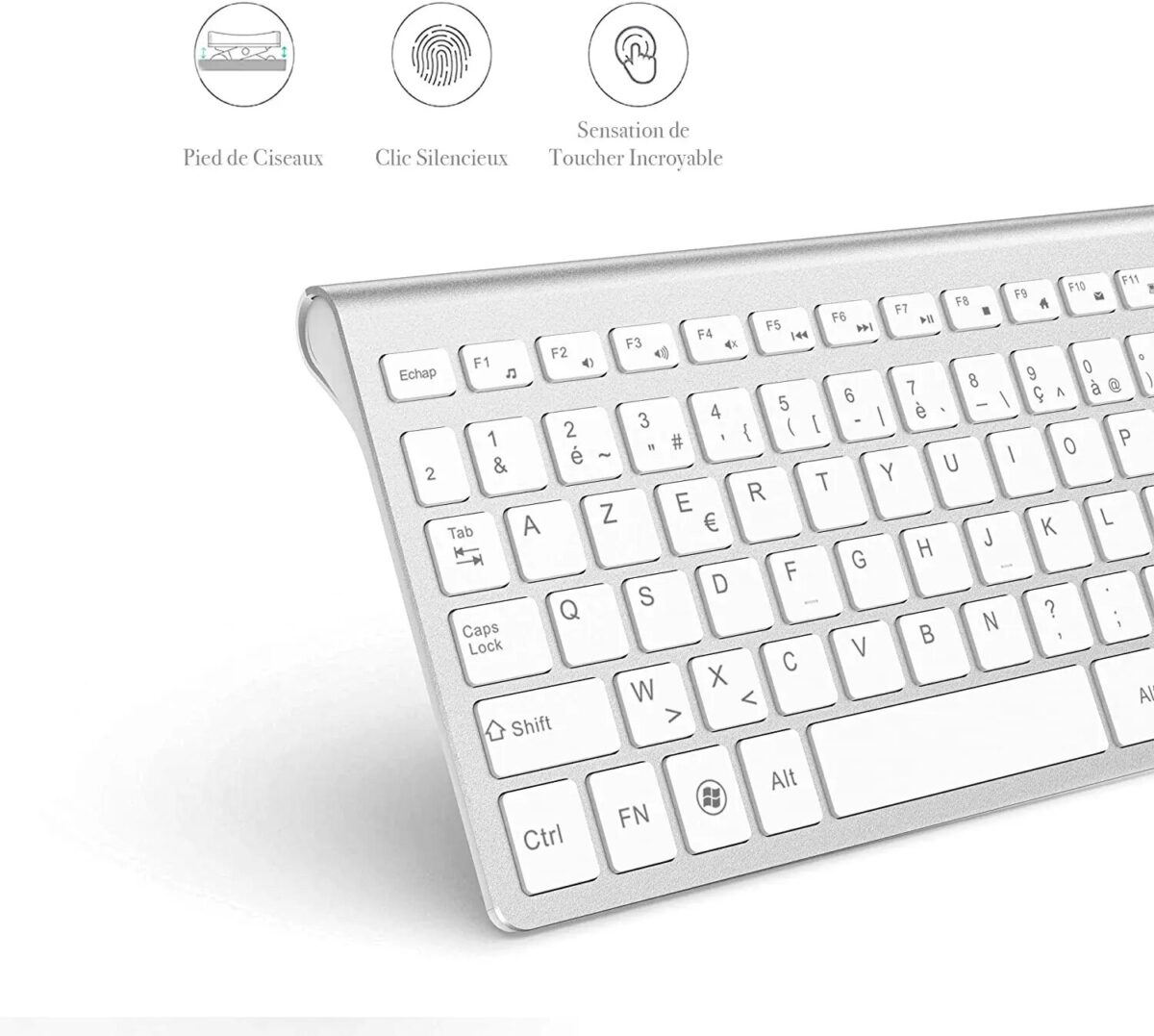 AZERTY French 2 4G Wireless Keyboard Mouse Ergonomic Compatible with IMac Mac PC Laptop Tablet Computer 3 French 2.4G Wireless Keyboard Mouse Compatible with iMac PC Laptop Tablet Computer Windows (Silver White)