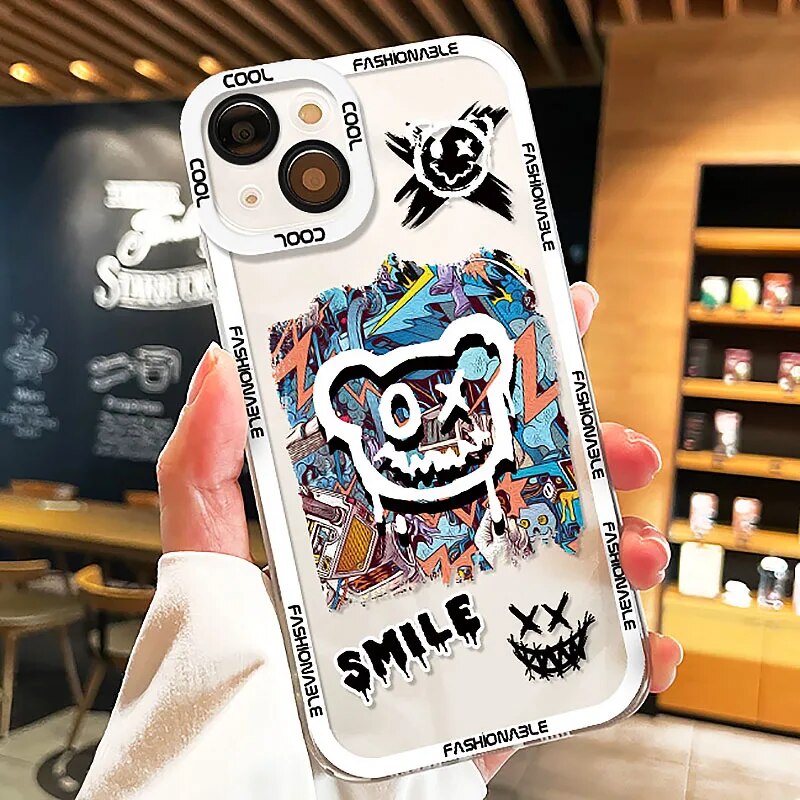 Cartoon Graffiti Soft Clear Case For iPhone 14 11 Pro Max 13 12 Mini 8 7 eTrader - Shop with discounts & offers