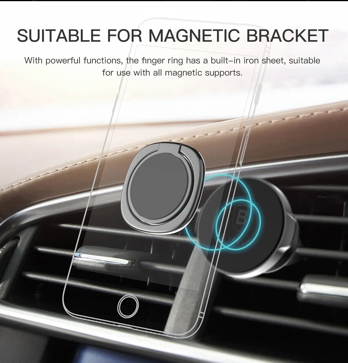 H098fa0d024fe4c36bb4980bf9996f6b2a Baseus Magnetic Finger Ring Phone Holder For iPhone