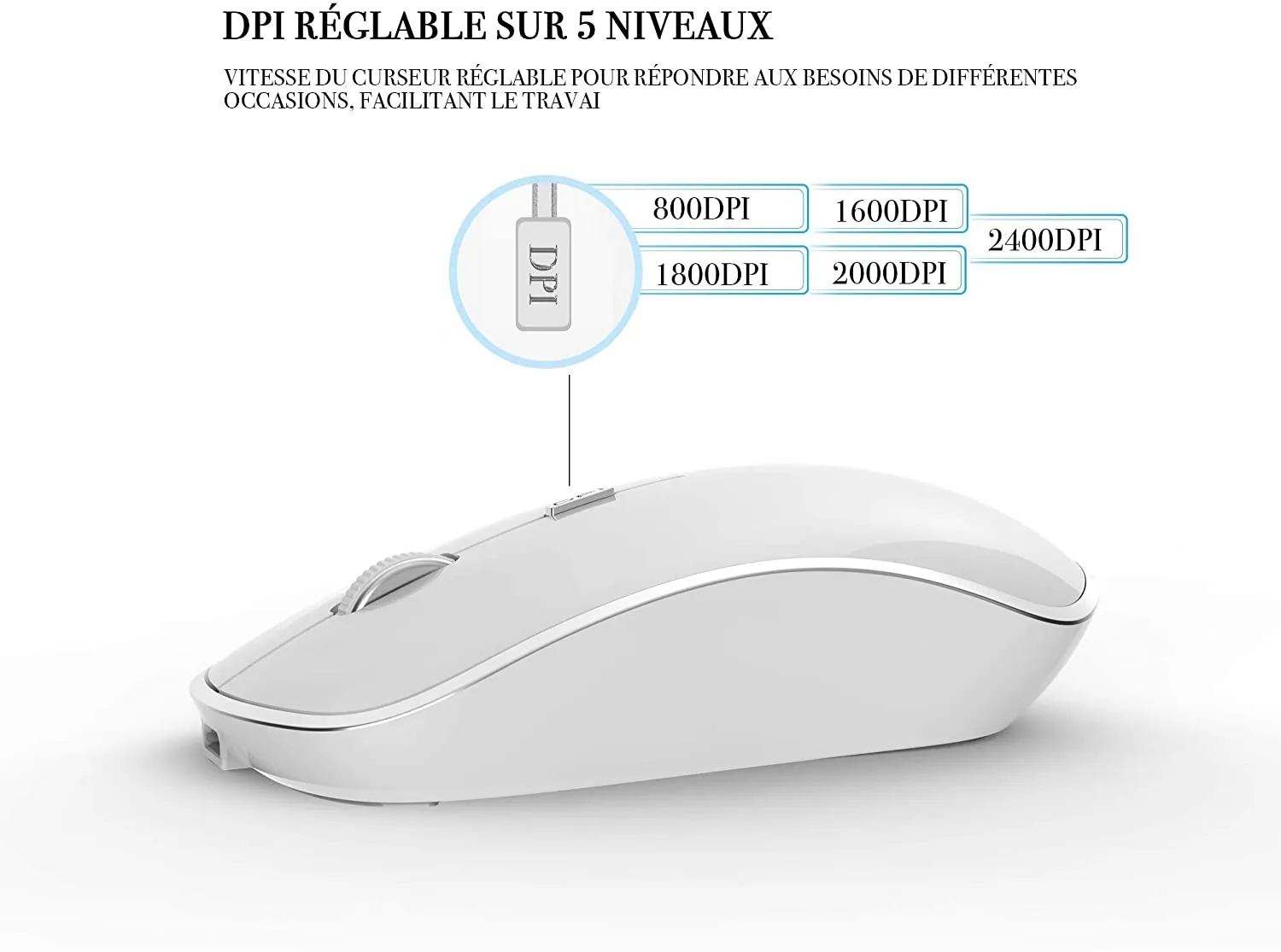 H7f80a9c4fc214bfc923ec1b79bcca398p French 2.4G Wireless Keyboard Mouse Compatible with iMac PC Laptop Tablet Computer Windows (Silver White)