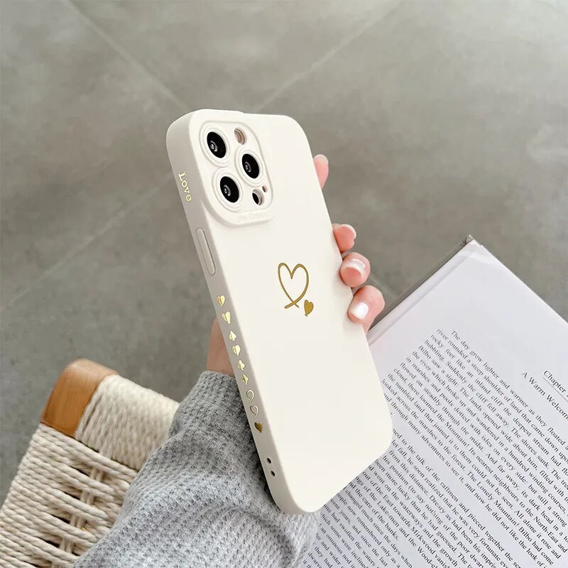 Heart Love Stamped Back Phone Case For Iphone 14 13 12 11 15 Pro Max Mini eTrader - Shop with discounts & offers