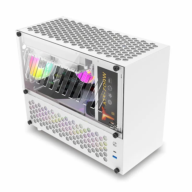 METALFISH S6 Computer Compact White Case Gaming PC Chassis Support 31cm Lenght GPU MATX Mainboard ATX 2 Compact White Case Gaming PC