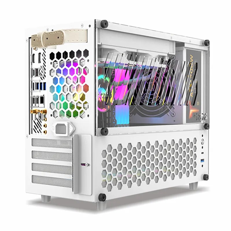 METALFISH S6 Computer Compact White Case Gaming PC Chassis Support 31cm Lenght GPU MATX Mainboard ATX 4 Compact White Case Gaming PC
