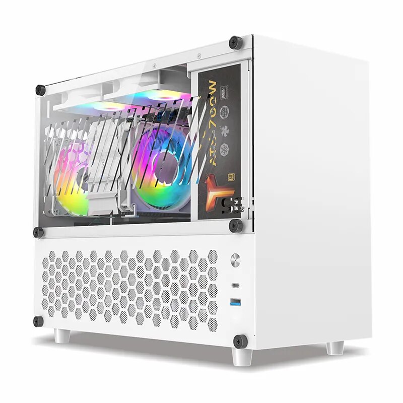 METALFISH S6 Computer Compact White Case Gaming PC Chassis Support 31cm Lenght GPU MATX Mainboard ATX Compact White Case Gaming PC