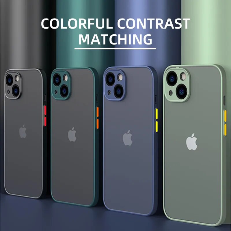 Matte Phone Case for IPhone 13 12 11 14 Pro Max Mini Luxury Soft Silicone Shockproof eTrader - Shop with discounts & offers