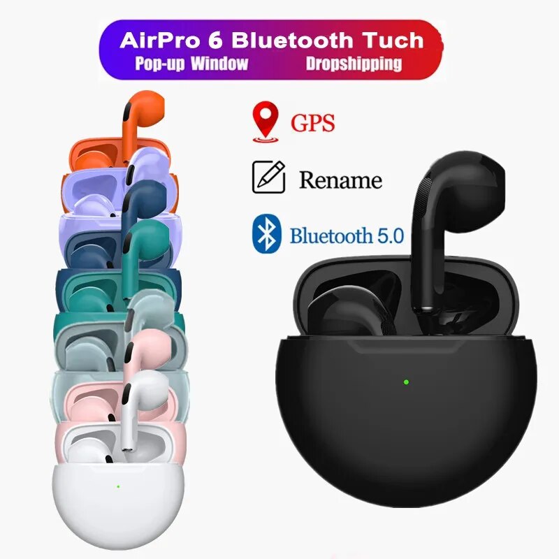 Original Air Pro 6 TWS Wireless Bluetooth Earphones Mini Pods Earbuds Earpod Handfree Headset For Xiaomi eTrader - Shop with discounts & offers