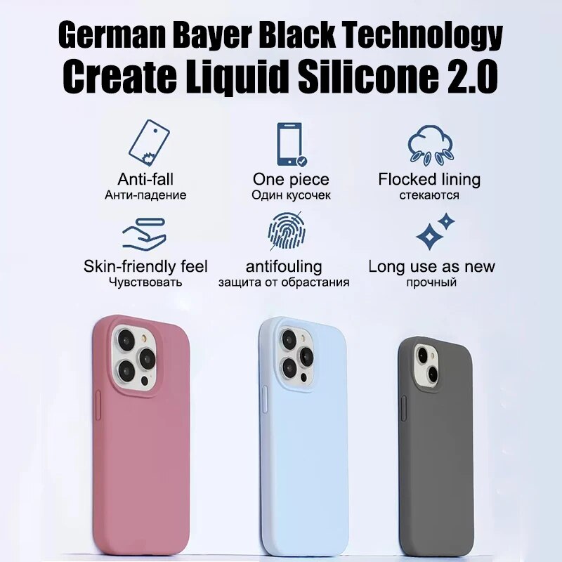 Original Liquid Silicone Case For iPhone 14 12 11 13 Pro Max Mini Luxury Shockproof Cover 3 Original Liquid Silicone Case For iPhone