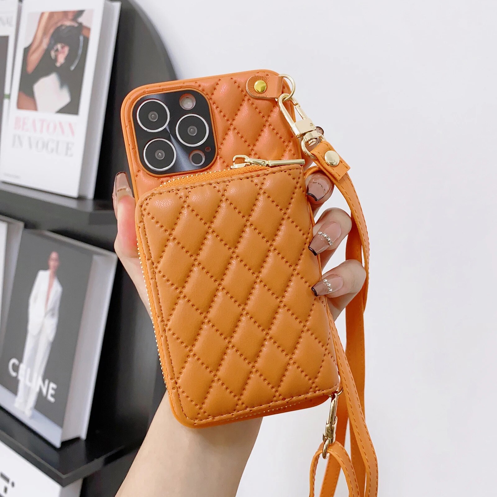 S36496eb615f94e9aa34ae8e4e34d6766R Zipper Wallet Leather Coin Purse Case for iPhone