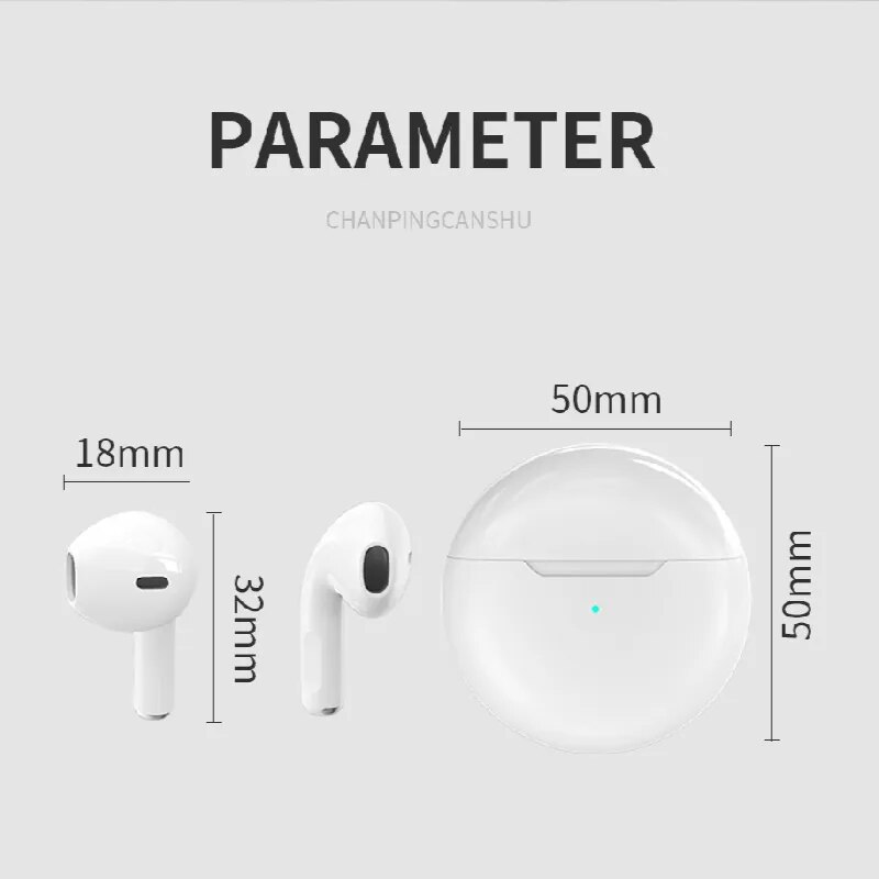 S8940bc44c579477ca2270ef667bd291f5 Air Pro 6 TWS Wireless Earpods For Xiaomi Apple iPhone