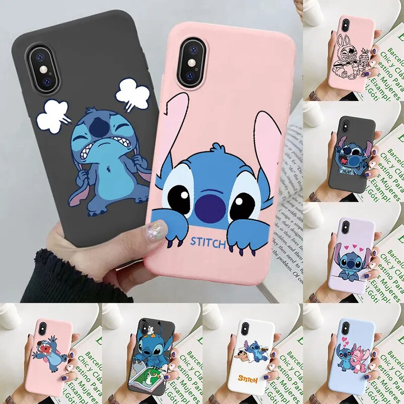 Stitch Case For iphone X XR XS Max Protective Cover Anime Cartoon Soft Silicone Funda For eTrader - Shop with discounts & offers