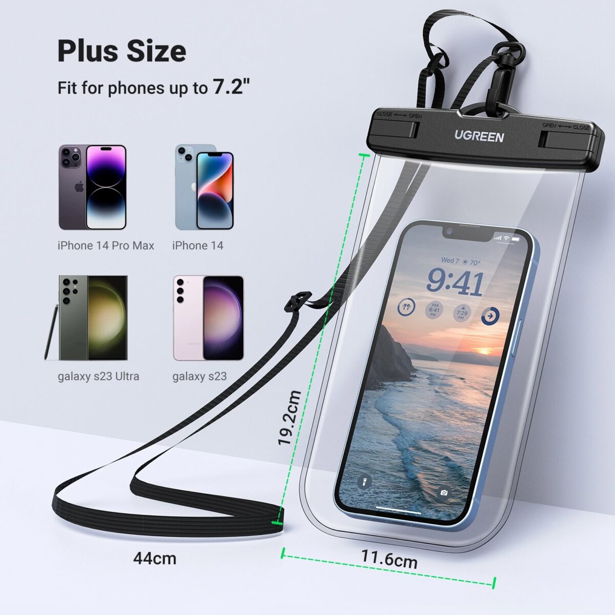 UGREEN 7 2 inch IPX8 Waterproof Phone Case Bag For iPhone 14 13 12 Pro Max 5 UGREEN 7.2 inch IPX8 Waterproof Phone Case Bag For iPhone 14 13 12 Pro Max Protective Case Universal Swimming Pouch Bag
