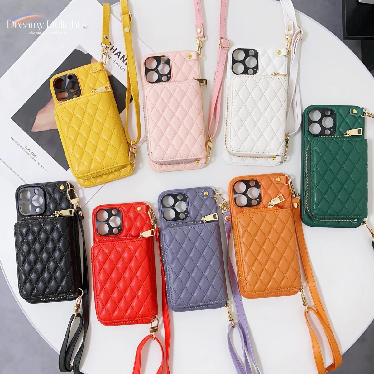 Zipper Wallet Leather Coin Purse Case for iPhone 14 Pro Max 14Plus 13 11 12 Crossbody 2 Zipper Wallet Leather Coin Purse Case for iPhone