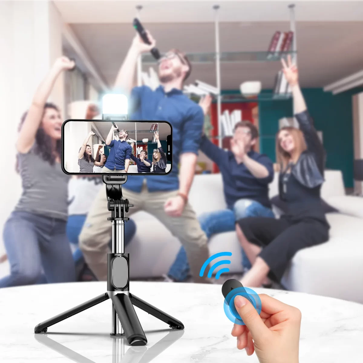 Portable 41 Inch Selfie Stick Phone Tripod with Wireless Remote Extendable Tripod Stand 360 Rotation Compatible 4 Portable 41 Inch Selfie Stick Tripod with Wireless Remote Extendable 360 Rotation
