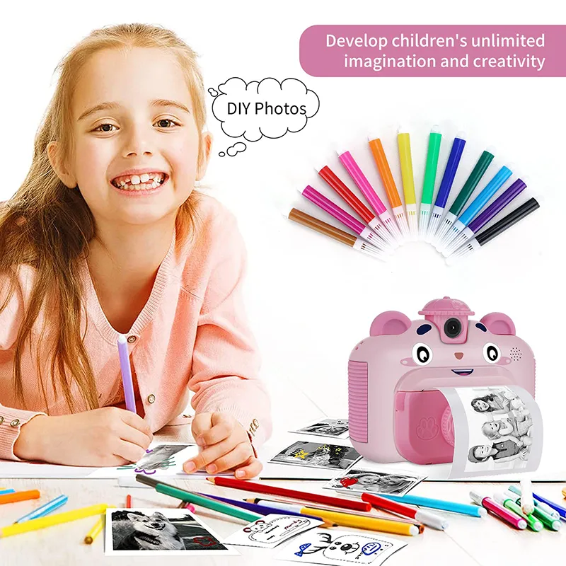 S48f86adb4b3e4e8c9778ec327519216eR Instant Print Camera With Thermal Printer for Kids Digital Photo
