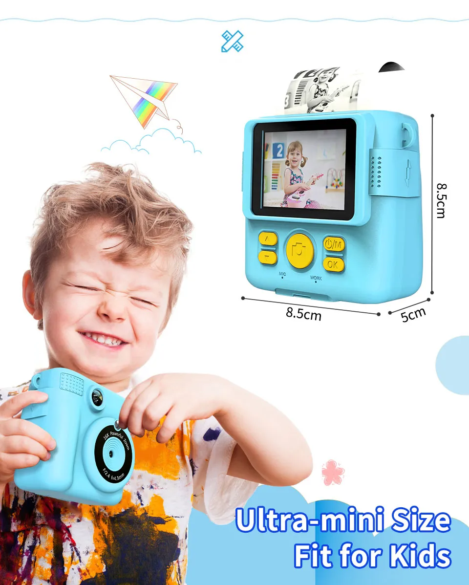 S7c3e473c42d4403da452d2c228c32cfdF Children Digital Camera Instant Print for Kids Thermal Print