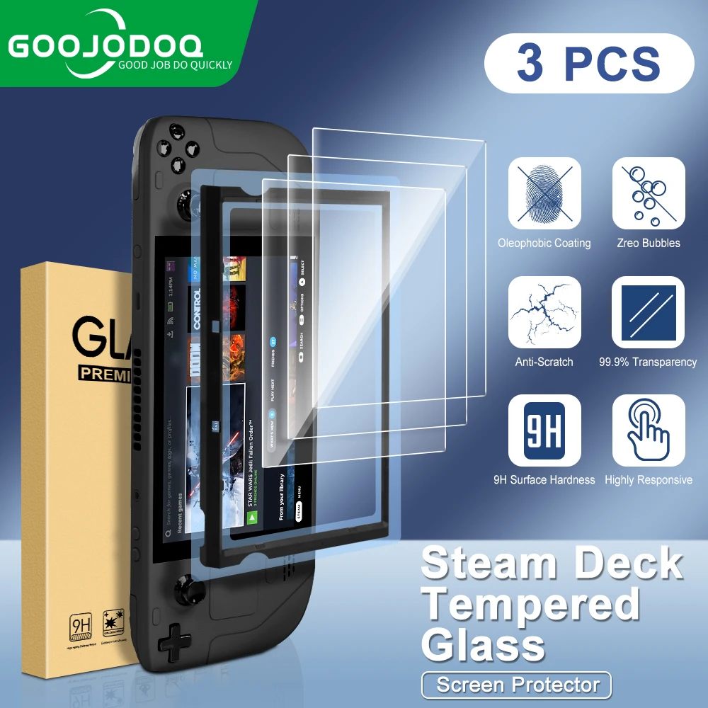 S80d9607acc3648c8982943265830ee3aX Pack of 3 Best Steam Deck Screen Protector Tempered Glass