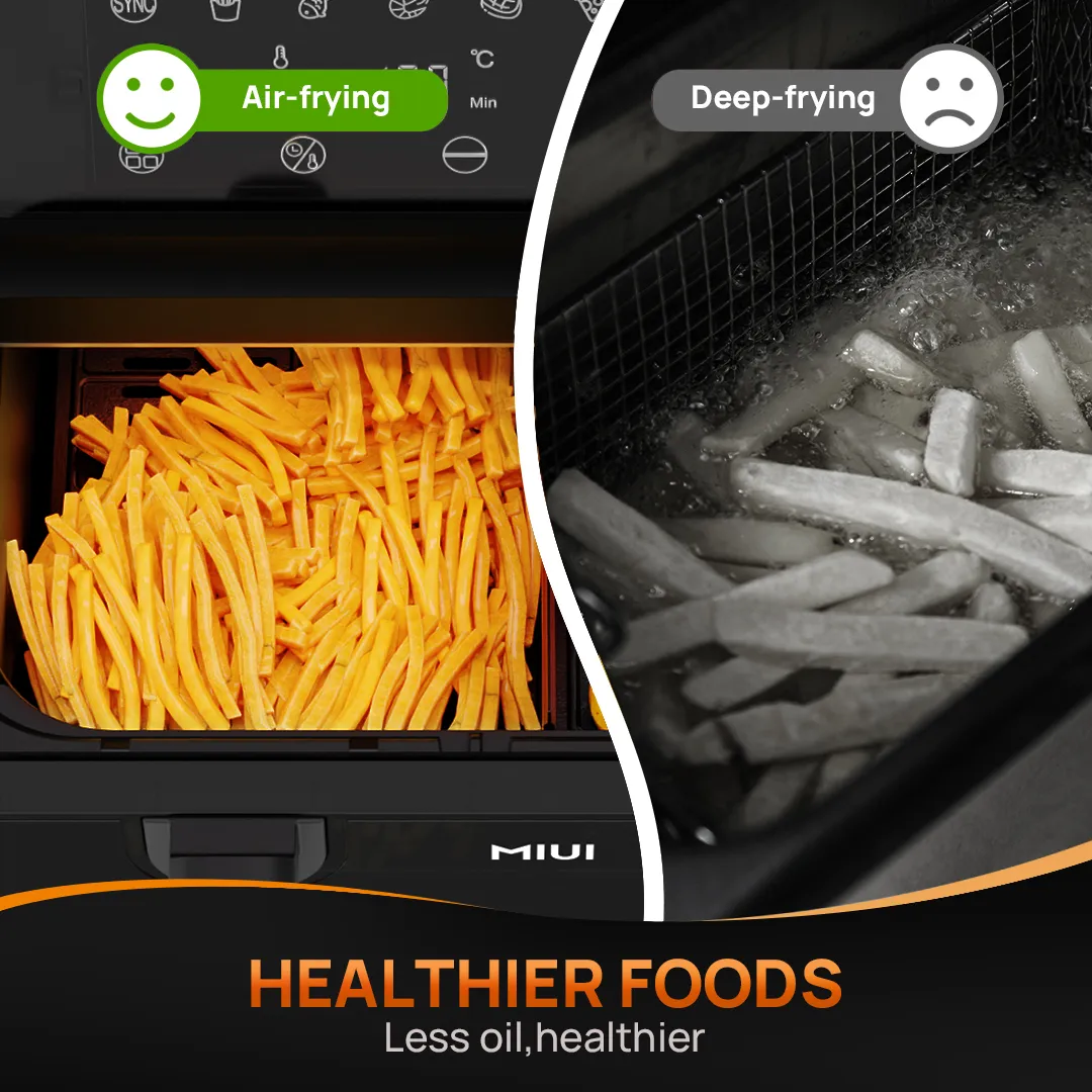 S8b2c1159fa6b4028980a6511a01ac2b8y MIUI Smart Double Air Fryer with Two Baskets Dual Screen Touch Control 4.5L/9L