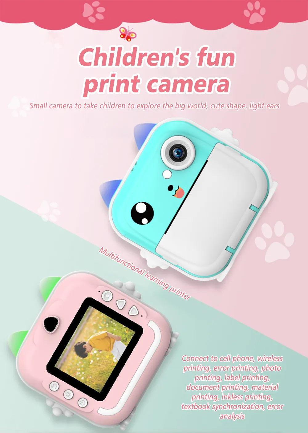 S9b95a730ec2247c18e769450e7ed23a6S Children Instant Print Camera Kids Video Photography