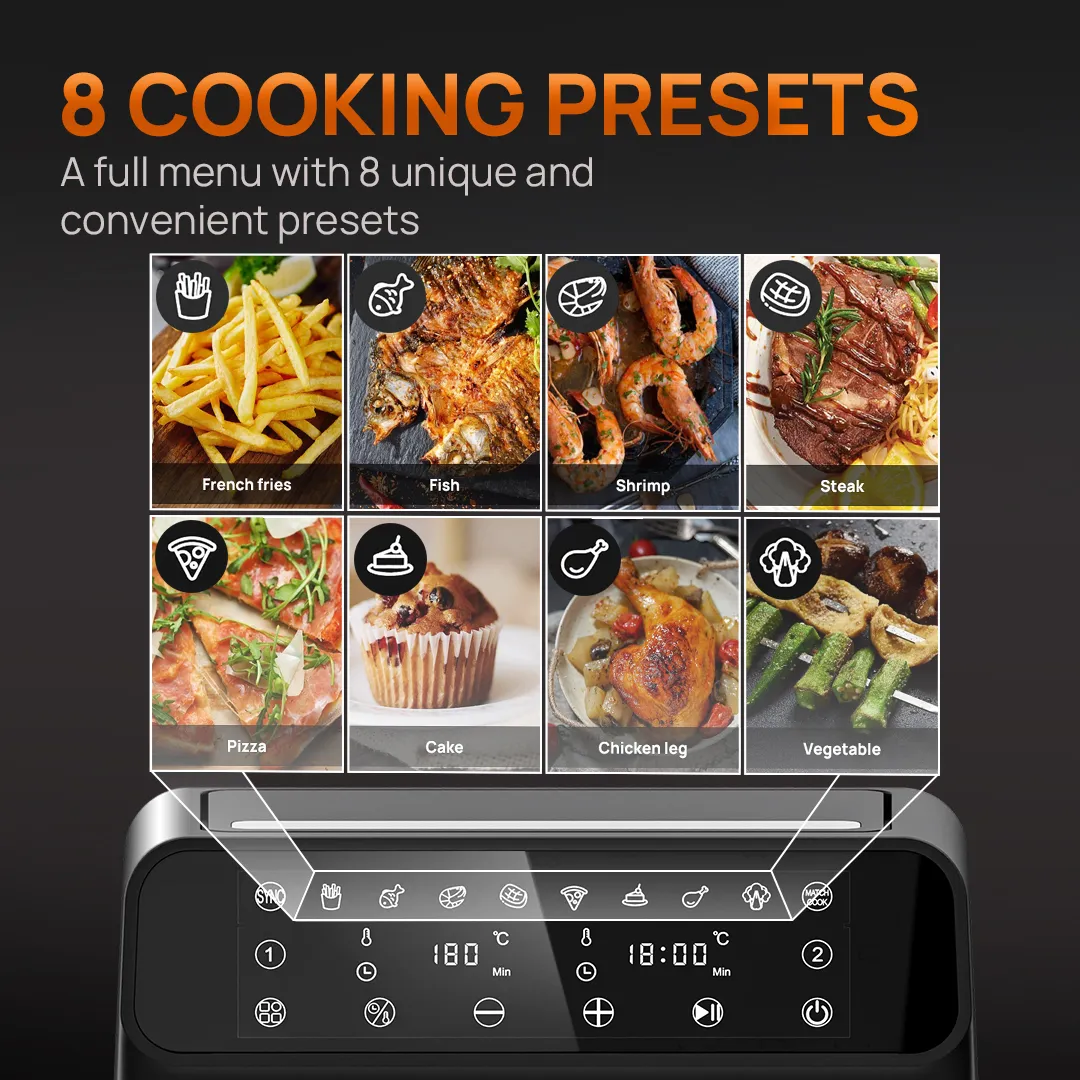 Sb69423606ba24c6b9befa8299bbb1d62F MIUI Smart Double Air Fryer with Two Baskets Dual Screen Touch Control 4.5L/9L