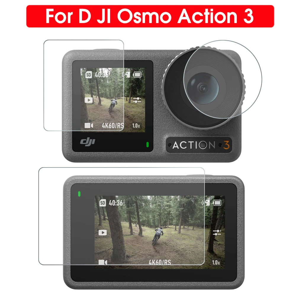 Scd78156f1de3455781306e9698b7f913W DJI OSMO Action 3 Front & Back Display Screen Glass Protector