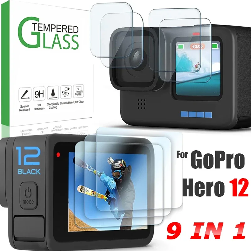 Tempered Glass Screen Protectors for GoPro Hero 12 Sports Camera Lens Portective Film Front Back HD Tempered Glass Screen Protectors for GoPro Hero 12 Sports Action Camera
